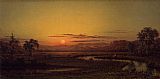 Martin Johnson Heade Canvas Paintings - Two Fishermen in the Marsh, at Sunset